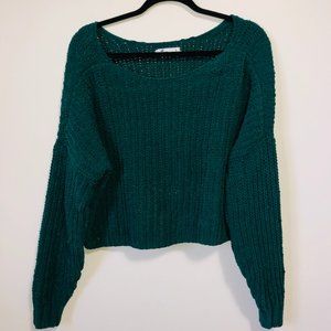 Cropped Hollister Green Knit Sweater